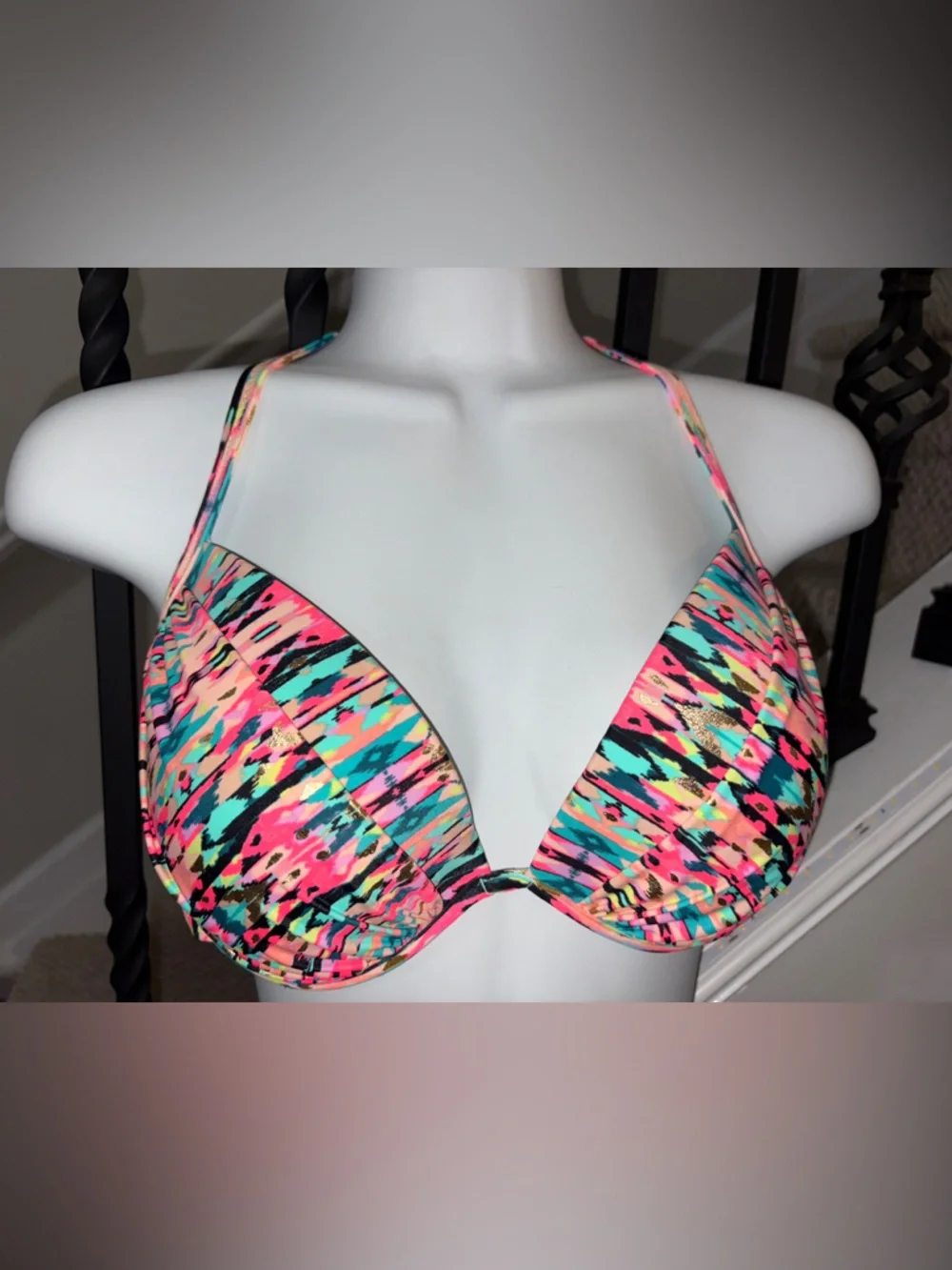 NWT Shade & Shore Neon Abstract Push-Up Bikini set 34DD & XS bottom - Picture 4 of 9